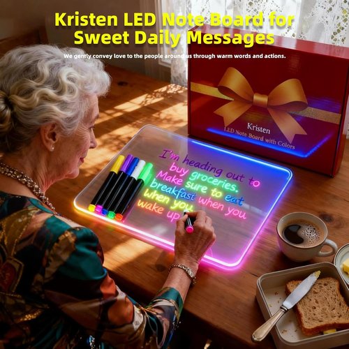 LED Drawing Board - 13.7"x10" Light Up Acrylic Dry Erase Board with 7 Markers & Adapter | Perfect for Home Décor & Gifts