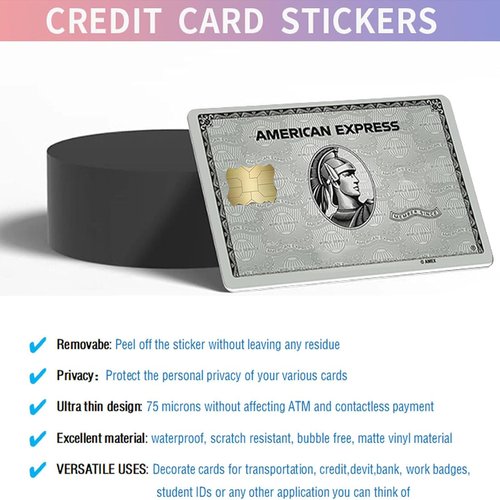 Credit Card Stickers, American Express for Credit Card Skin, Debit Card Sticker, Personalized Bank Card Sticker Cover, Credit Card Decal, Waterproof Card Covers (A-4 Pcs)