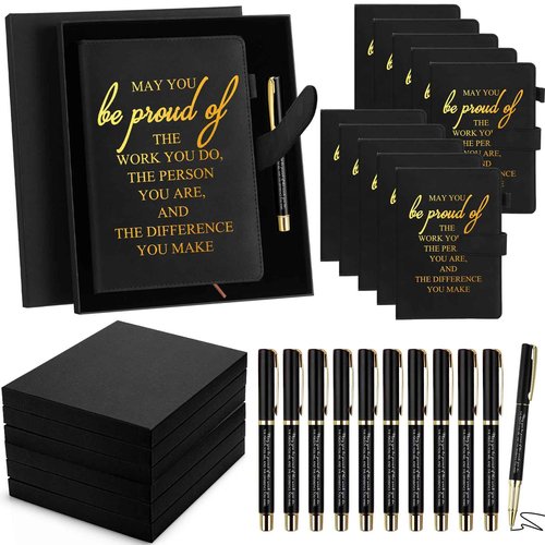 Spakon 12 Set Christmas Team Appreciation Gifts Bulk A5 Leather Journal Pen with Gift Box Thank You Gifts for Teacher Coworker Team Staff Office Supplies