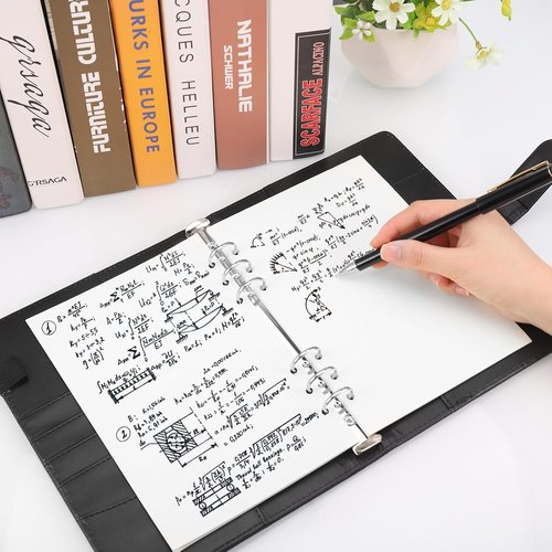 JIANTA A5 PU Leather Ring Binder - Refillable 6 Ring Cover for A5 Filler Paper | Black Budget Notebook