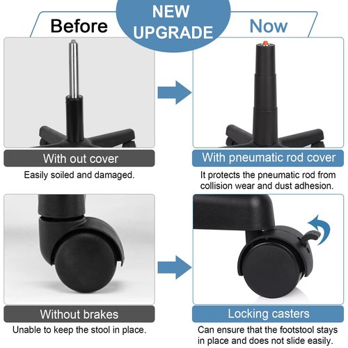 Lilithye Footrest Stool Under Desk Adjustable Height Footrest Ottoman Ergonomic Foot Stool with Wheels 360° Rolling for Home Office (Black-1)