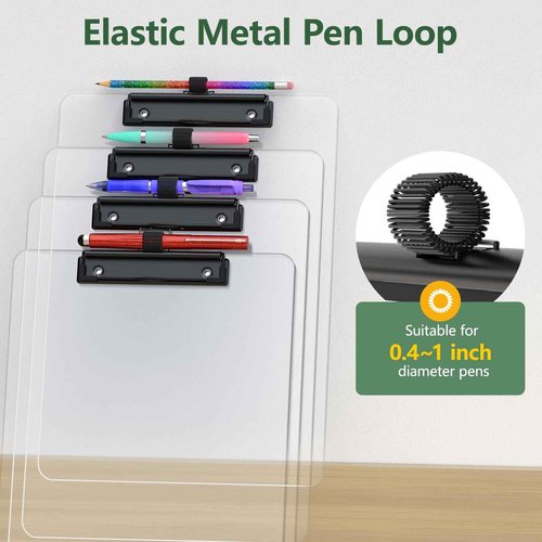 Juvealoe Clear Clipboard with Pen Holder, 8.5 x 11 Plastic Clip Boards with Black Low Profile Clip, Letter Size for Classroom, Teacher, Students, School, Office Supply(Pack of 20)
