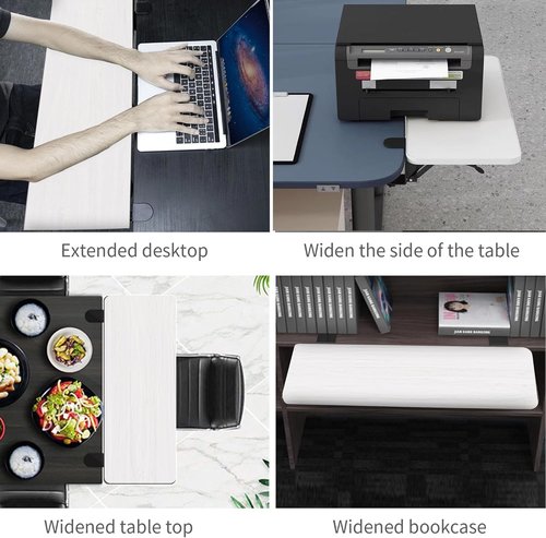 Desk Extender 24‘’ x 12 Inch Foldable Table Extension Folding Wall Table Keyboard Extender for Desk Clamp-on Shelf for Dorm Bunk, Office, Kitchen Bar, RV Countertop, Laundry Room (White)