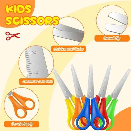 100 Pcs Kids Safety Scissors, Blunt Tip, Stainless Steel, 5" for School, Office, Craft Projects