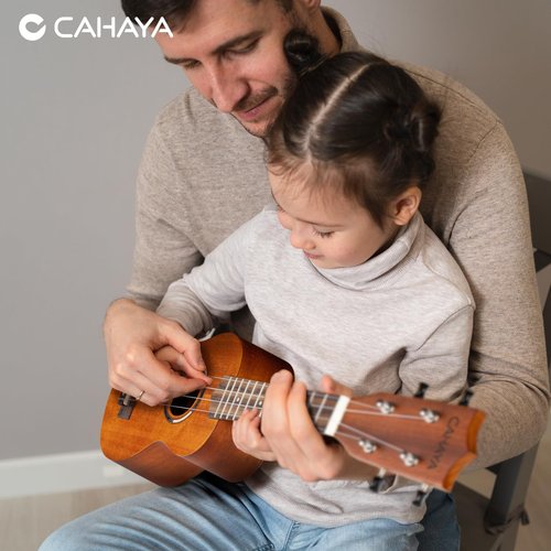 CAHAYA Concert Ukulele 23 Inch Ukulele Kit Beginner Starter with Carrying Bag, Shoulder Strap, Fretboard Stickers, for Both Adults and Kids in Mahogany CY0336