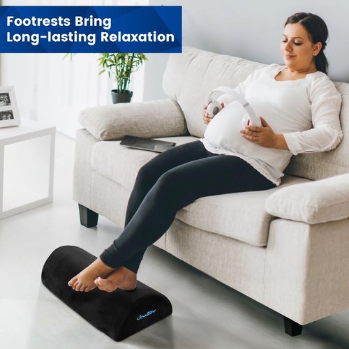 Foot Rest for Under Desk at Work,Office Desk Accessories with Soft Foam and Washable Removable Cover, Foot Stool for Office, Car, Home to Foot Support and Relax Ankles, Black