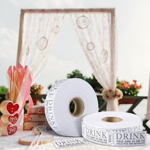 TaoBary 2 Rolls 1000 Pcs Free Drink Ticket Roll Raffle Party Tickets for Events Wedding and Parties(Simple)