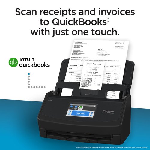 ScanSnap iX1600 Receipt Edition Color Duplex Invoice Document Scanner for Mac and PC Works with QuickBooks Online, Black