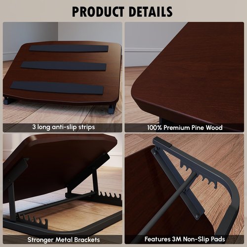 Kyerlish Foot Rest for Under Desk at Work, Ergonomic Wooden Desk Foot Rest with 7 Adjustable Angles, Anti-Slip Footrest Comfortable Foot Stools for Office Leg Rest, No Assembly