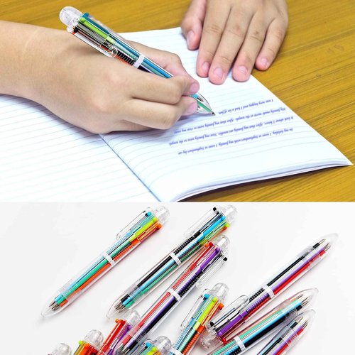 Mluchee 100 Pack Multicolor Pens 6-in-1, Party Backs to School Pens, Bulk Fun Pen for Adults Student Gifts, Retractables Rain-bow Cool Color Ballpoint Pens Thanksgiving Christmas Gifts