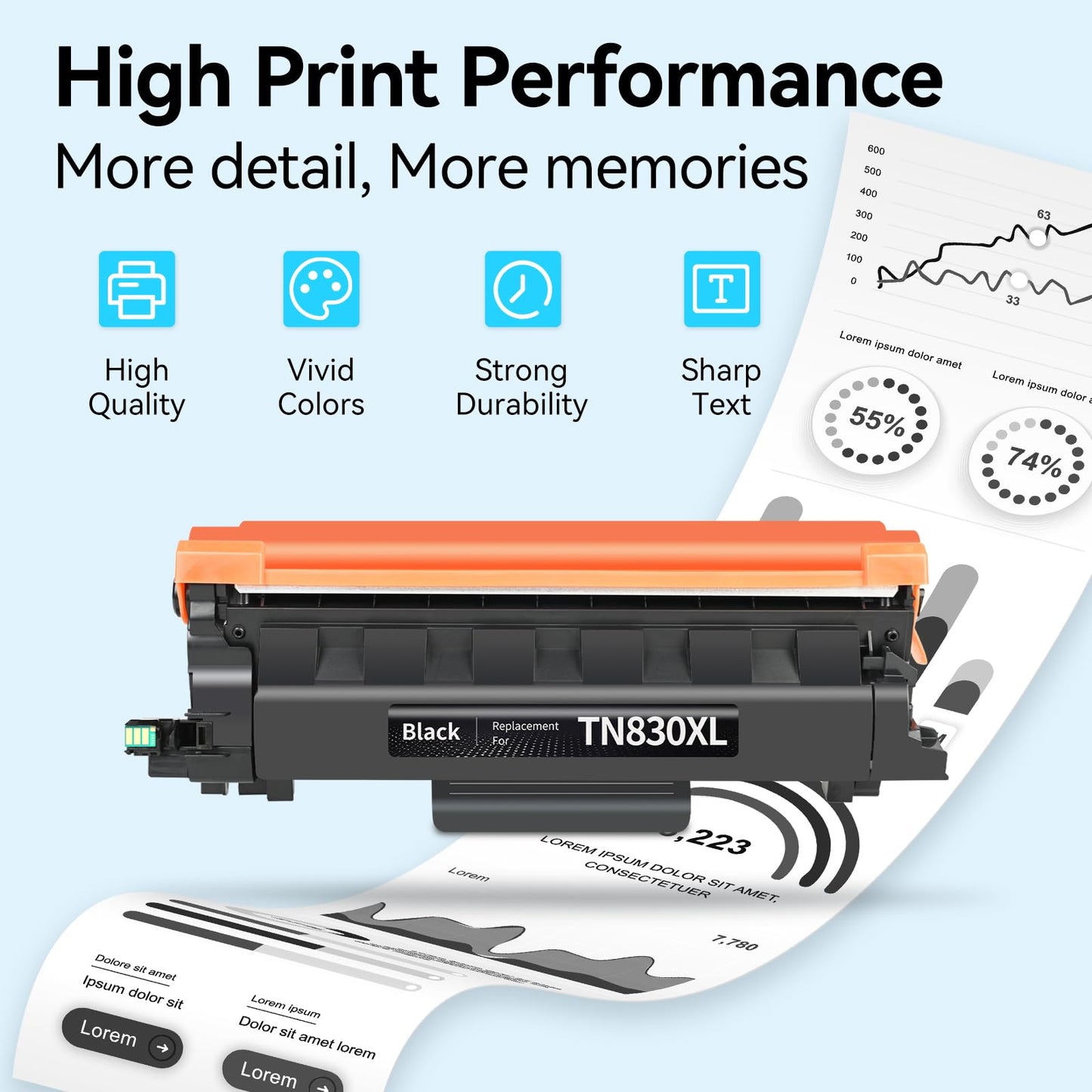 TN830XL Toner Compatible Replacement for Brother TN830 XL TN830XL Toner for Brother Printer for HL-L2460DW DCP-L2640DW MFC-L2820DW HL-L2405W HL-L2400D HL-L2480DW MFC-L2820DWXL Printer (Black, 4 Pack)