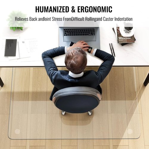 Easly 36" x 46" Chair Mat for Carpet - Office Chair Mat - Tempered Glass Floor Mat for Home/Office/Carpet Clear Computer Floor Mat - with 4 Anti-Slip Pads