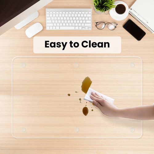 JAMBALAY Tempered Glass Desk Pad to Protect Desk, 32" x 20" Office Desk Pad for Keyboard and Computer Monitor, Clear Desk Protector Pad, Clear Desk Mat for Desktop Dry Erase