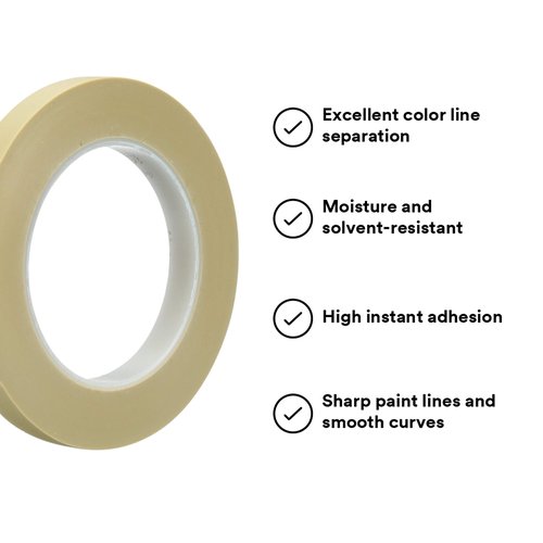 3M Scotch 218 Fine Line Premium Masking Tape, Green, 3/32 in x 60 yd x 5.0 mil, High Performance Polypropylene Tape, Pack of 1