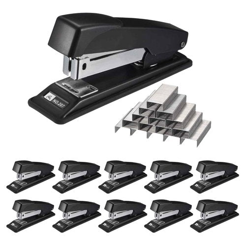 PATIKIL 10 Pieces Desktop Staplers with 6000 Staples, Standard Desk Staplers Office Stapler 25 Sheet Capacity(26/6) for Office, Home, Black