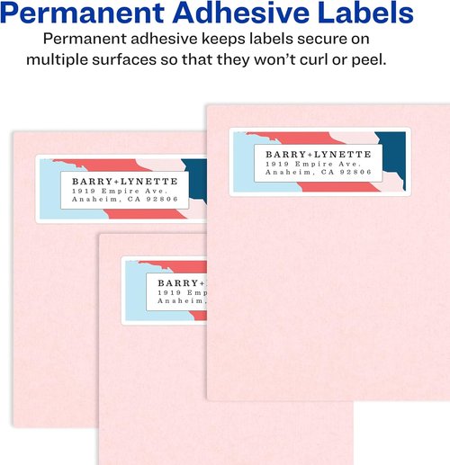 Avery Easy Peel Address Labels - Printable with Sure Feed Technology | 1-1/3" x 4", White, 350 Count