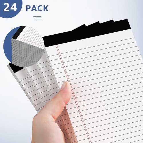 Legal Pads by [Brand Name] - 24 Pack of 5" x 8" Recycled Writing Notepads | 80gsm, Perforated, Double-Sided