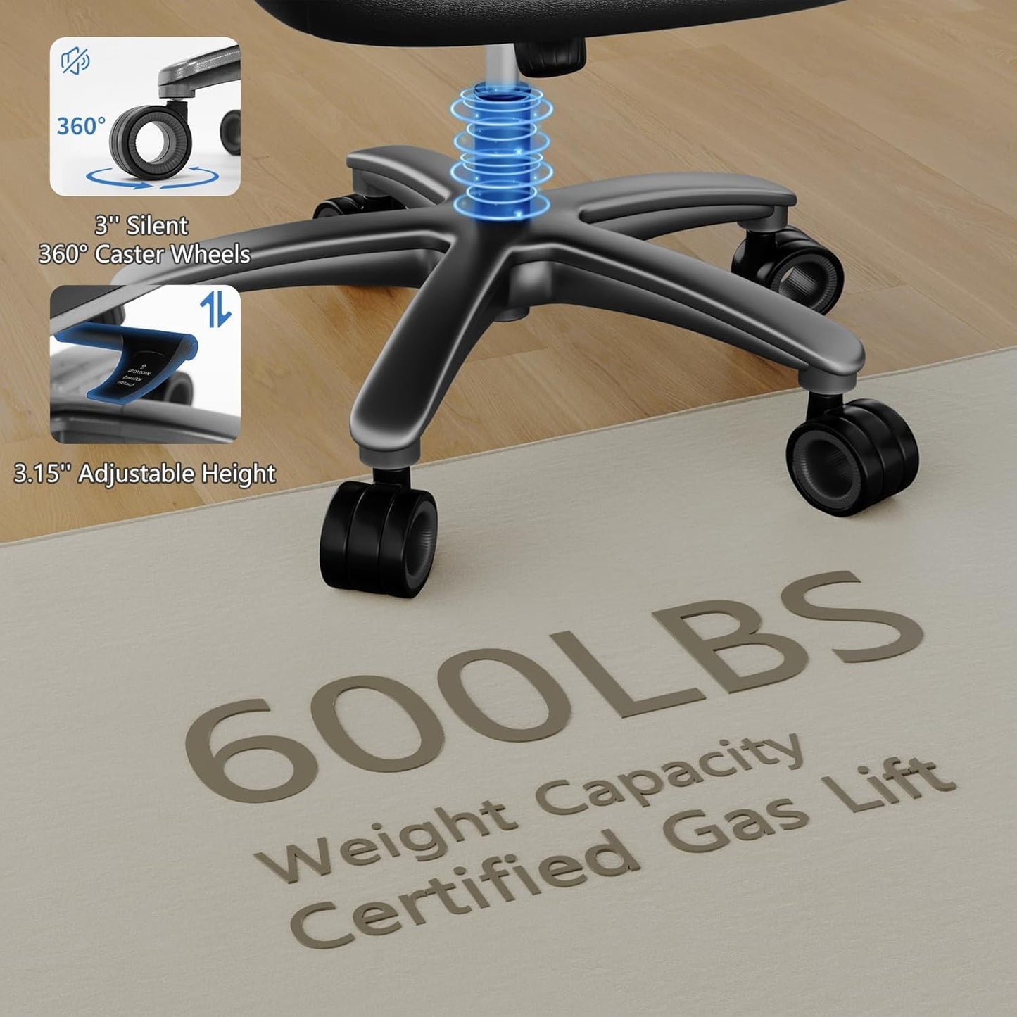 CoziCradle Big and Tall Office Chair, 600lbs Heavy Duty Desk Chair with 5D Arms, Adjustable Lumbar Support & Height, Tilt Function, PU Leather High Back Ergonomic Executive Computer Chair
