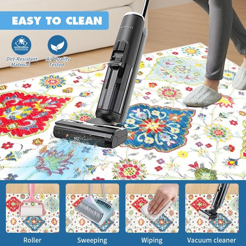 Office Chair Mat for Hardwood Floor, Anti-Slip Under Desk Rug for Rolling Chair on Hard & Carpeted Floors Protector, 36"x48" Boho Style Washable Computer Floor Mat for Office Gaming Home