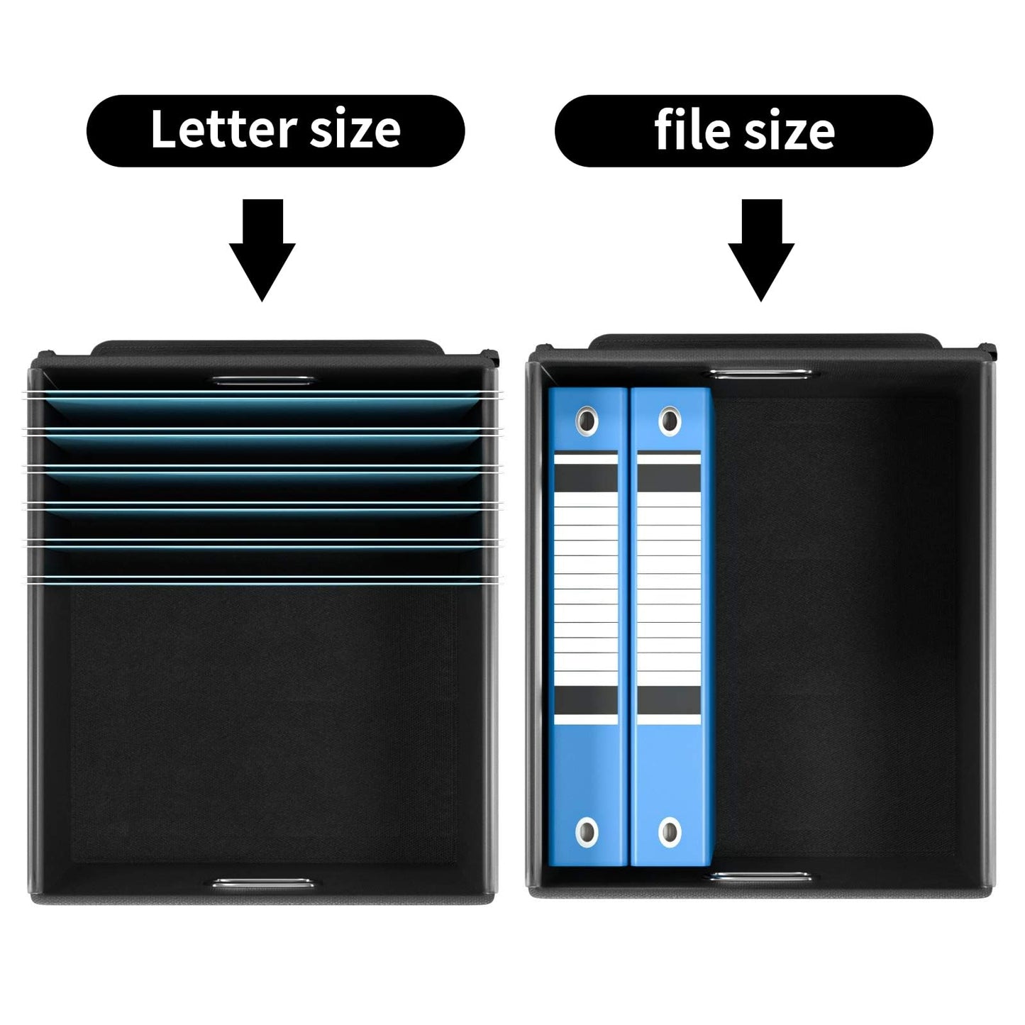 Huolewa File Organizer Box with Lid, Collapsible File Folder Organizer for Office Document Storage, Filing Box with Plastic Slide for Letter Size Hanging File Folders(1 Pack, Black & White Lattice)