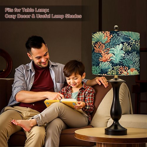 Coastal Lampshades Lamp Shades set of 2 Oceanic Exquisite Underwater Weave Coral Reef Pattern Light Shade for Table Lamps Floor Lamps Drum Lamp Shades Lampshade Replacement