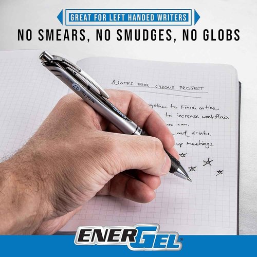 Pentel Energel Liquid Gel Ink Pens 0.7 mm Medium Point, RTX Retractable Metal Tip, Pack of 24