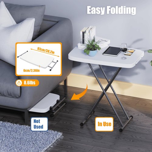 TYUNGZM 30.3 * 19.68in Adjustable Folding Laptop Table TV Tray, Foldable/liftable, Portable Folding Desk Writing Computer Desk for Home Office