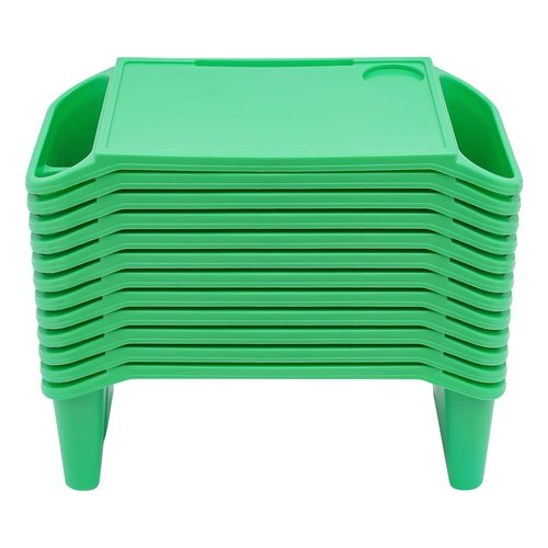 12 Pcs Kids Lap Desk Bulk Plastic Tray Lap Table Portable Breakfast Lap Storage Trays with Side Pockets & Slots Stackable Activity Table Laps Top Desk Tray for Kids Students Work Study School