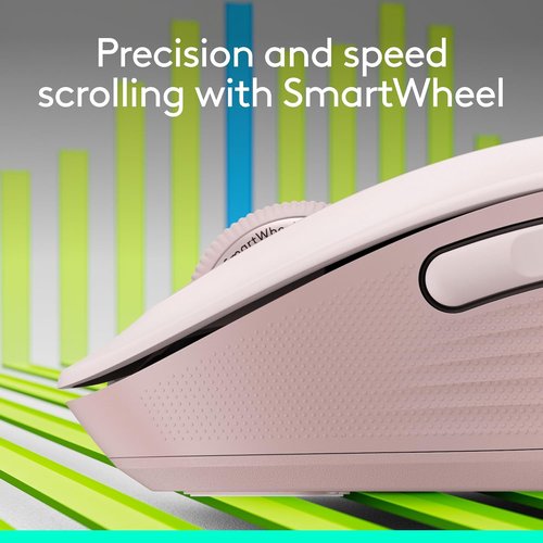 Logitech Signature M650 Wireless Mouse - Silent Clicks, Customizable Buttons, Bluetooth - Rose for Small to Medium Hands