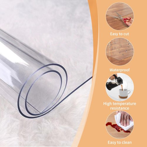 WHWM Large Clear Floor Mat 118.1" x 55.1" - Pet Flooring Protector, Clear Plastic Rug Protector, Vinyl Floor Mat - Ideal for Hardwood Floors, Home & Office Use - Waterproof and Easy to Clean