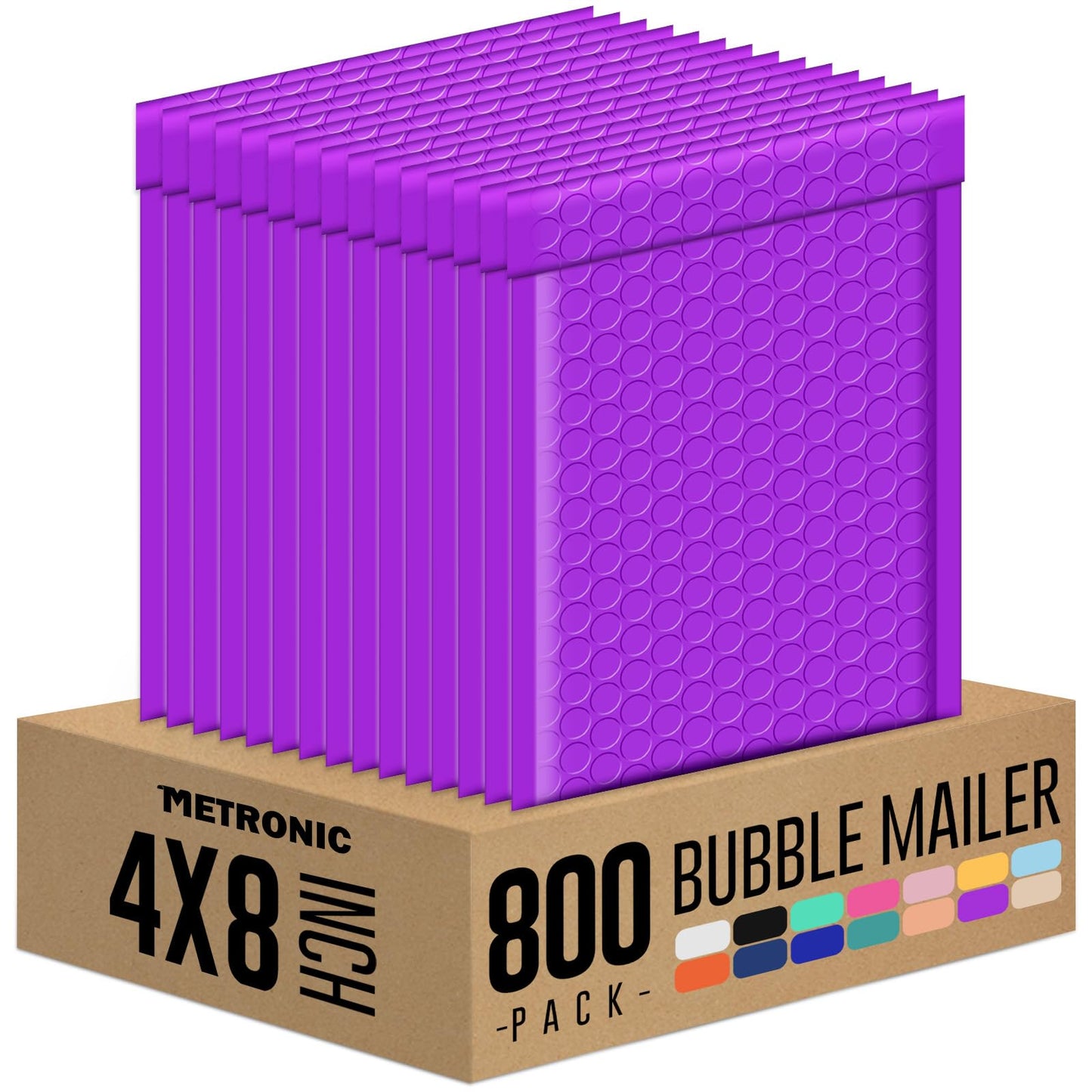Metronic Bubble Mailers, Pur-ple 4x8, Case of 800, Bulk Poly Bubble Mailers, Shipping Bags, Shipping Envelopes Self-Seal, Mailing Envelopes, Padded Envelopes, Packaging for Small Business, Jewelry