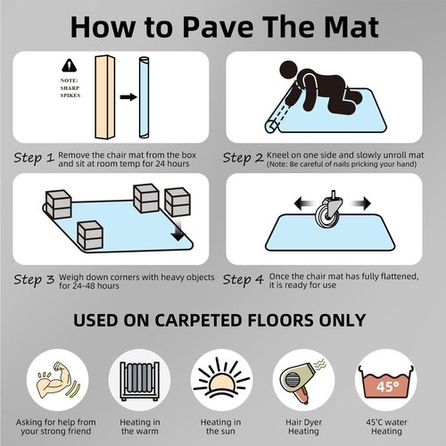 Office Chair Mat for Carpet: 36"x48" Computer Desk Floor Mat -PVC Plastic Rug Carpet Protector Mats for Gaming Chair Under Desk Pad for Rolling Chair