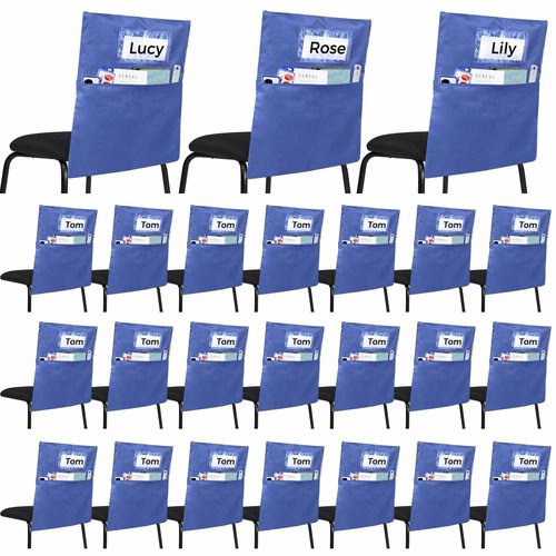 24 PCS Chair Pockets for Classrooms,19.5"x16.5" Seat Sacks for Classroom Chairs K-2,Classroom,School, and Home Seating Storage.