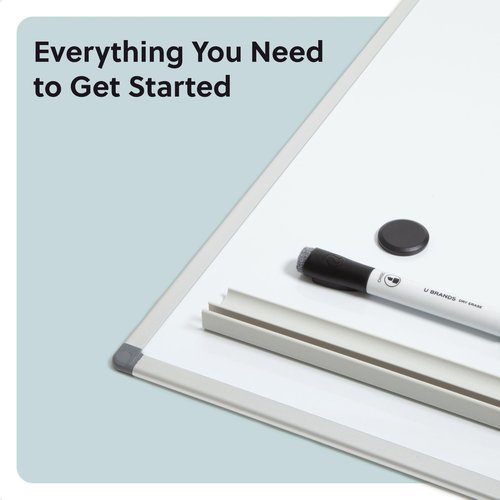 U Brands Magnetic Dry Erase Board White Board, 36" x 24", Slim Aluminum Frame, Includes Dry Erase Marker, Magnet, and Clip-On Tray
