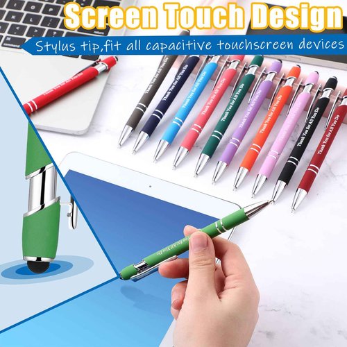 Seajan 60 Pcs Employee Appreciation Gift Pen Bulk Thank You for All You Do Ballpoint Pen 2 in 1 Stylus Pen Funny Touch Screen Gift Pen for Men Women Coworker Volunteer Teacher Student