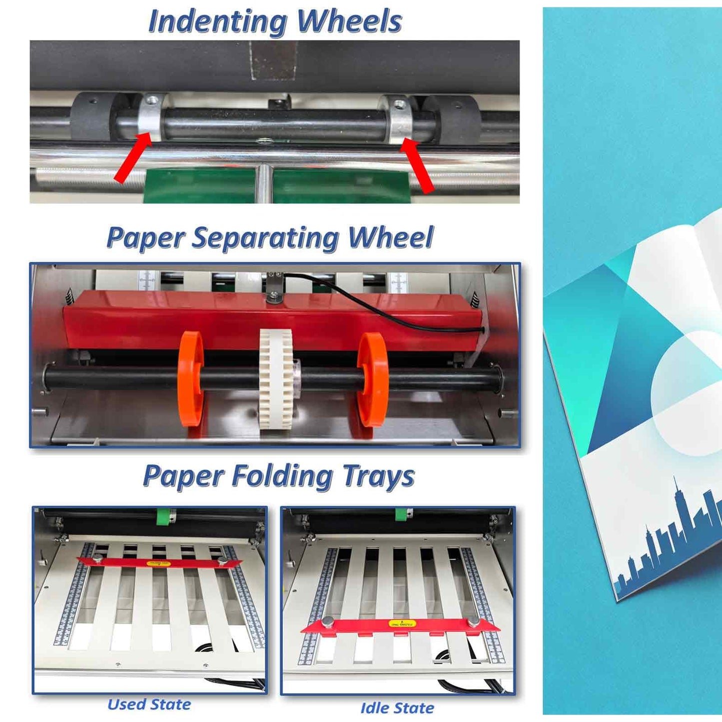 BEILOCKERY Automatic Paper Folding Machine, Electric Paper Folder with 2 Trays, Fold Sizes 2x3in to 12x27in, Adjustable Speed Max 262ft/min, for Folding Manuals Document Business Letters 110V
