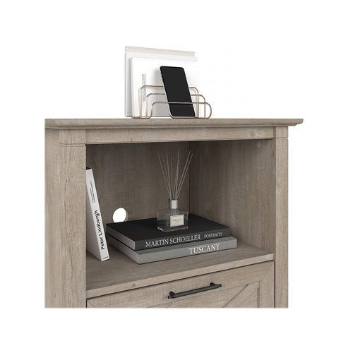 Bush Furniture Key West Lateral File Cabinet with Shelf in Washed Gray
