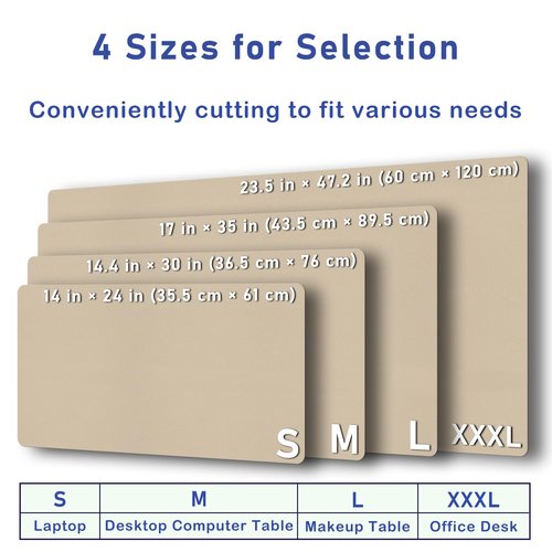 Boutilon Leather Desk Pad Protector,Non-Slip Mouse Pad,Laptop Desk Pad,Office Mouse Mat,Waterproof Leather Desk Blotter,Desk Writing Pad for Office and Home (M-Beige,30"x14")