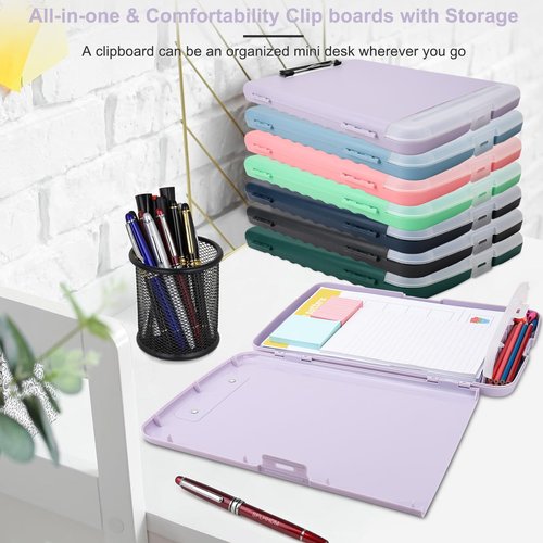 Clipboard with Storage for Office Supplies,Storage Clipboard with Pen Holder,Nursing Clipboards with Low Profile Clip,Clip Boards 8.5x11 with Storage for Nurse,Teacher Must Haves Clipboards-02Purple