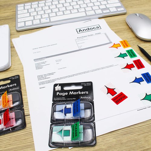 Please Sign Here Message Flags Assorted Color, 400 Pages Total, 0.98 x 1.77 Inch Wide, Easy to Post, 50 Flags/Dispenser, 8 Dispensers/Pack