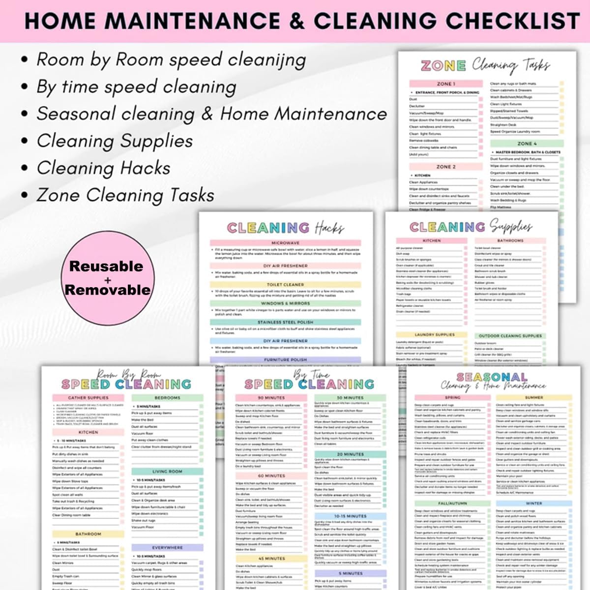 Skiennix Cleaning Planner - Daily & Weekly Household Schedule Organizer | Editable Chore Chart Notebook