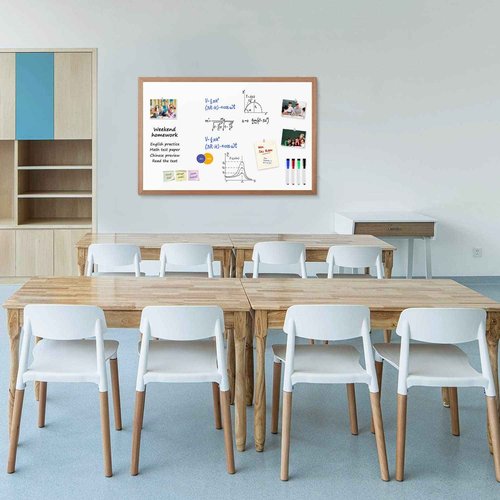 M MIOU Magnetic Whiteboard for Wall 36x24 Inches, Dry Erase White Board with Natural Wood Frame for Home, Office, School…
