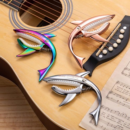 Customizable Shark Guitar Capo – Colorful Zinc Alloy Capo for Acoustic/Electric Guitar & Ukulele, Personalized Clip with Name (6 Colors, 9 Fonts)