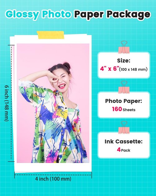 Liene Photo Printer Paper - 4x6" 160 Sheets Compatible with M100/M200/M110/M210 | Waterproof & Smudge Proof