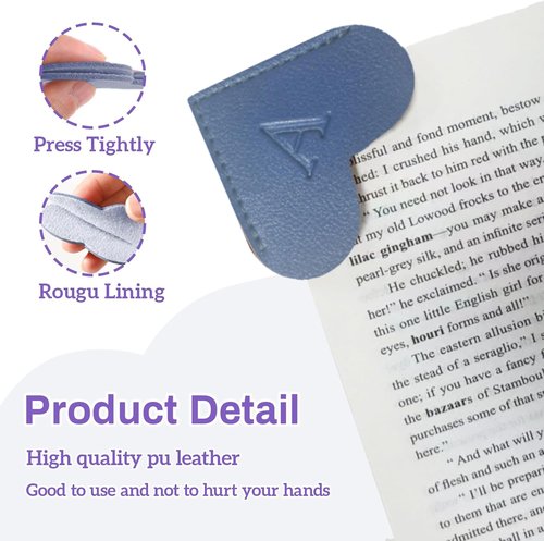 MOTEERLLU Personalized Leather Heart Bookmark - Custom Initials for Book Lovers | Handmade Blue Design