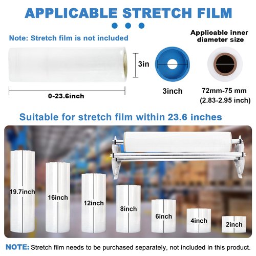 Consfly 23.6 Inch Stretch Film Dispenser Packing Machine, Stainless Steel Table Stretch Film Wrap Dispenser for Packaging, Moving and Shipping
