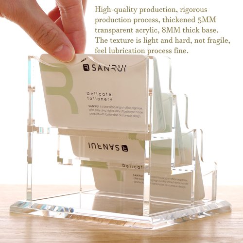 YUXUN Business Card Holder Display for Desk, Clear Acrylic Cards Organizer 3 Tier 3 Slots, Business Card Stand for Men and Women 1 Pack (3 slots) 3slots…