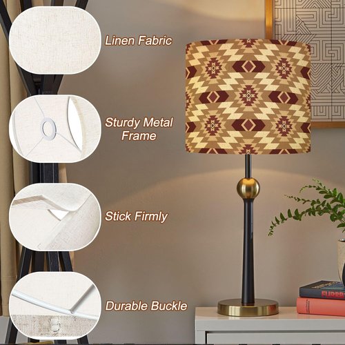 Cowboy Lampshades Western Lamp Shades Boho 1 Pack Geometric art American native Ethnic South Western design Light Shade for Table Lamps Floor Lamps Drum Lamp Shades Lampshade Replacement