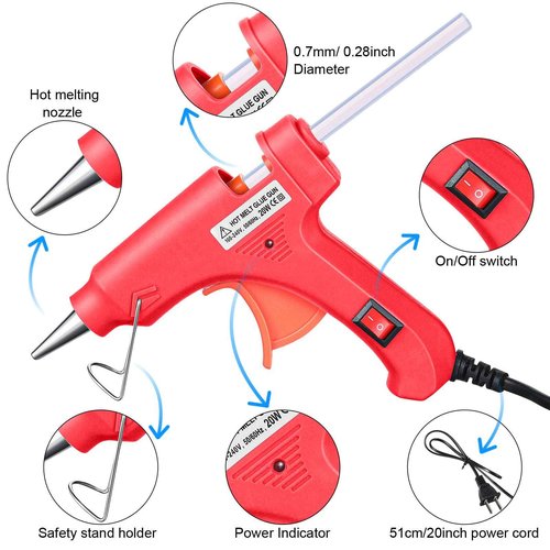 Zhengmy 24 Pcs Mini Hot Glue Gun with 40 Sticks Crafts Hot Glue Guns High Temp Repairs Kit for School DIY Arts Class Projects Office Home Quick Repairs