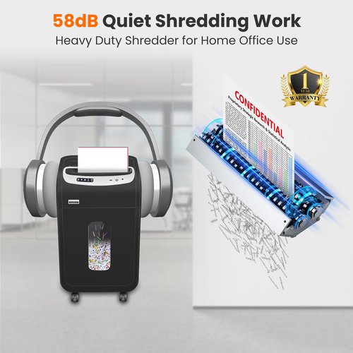 VidaTeco Paper Shredder for Home Office Heavy Duty with 60 Mins Running with US Patented Cutter,Shred CD/Card with Extra Large Bin,AUTO Jam Proof(ETL) (20-Sheet Cross Cut)